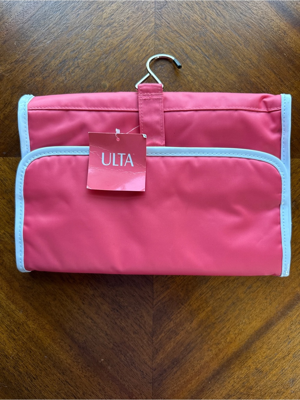ULTA Pink Travel Cosmetic Organizer with White Trim